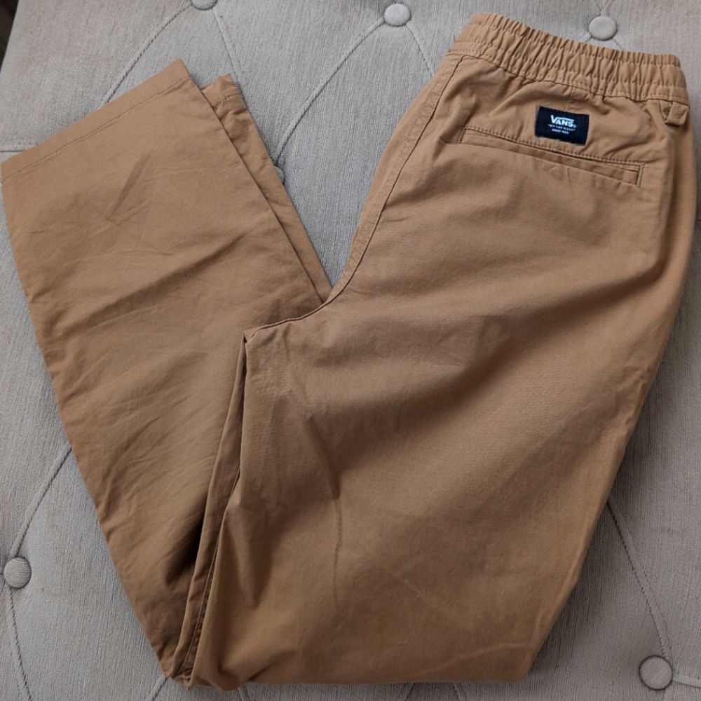 [vans] drawstring straight leg khaki
